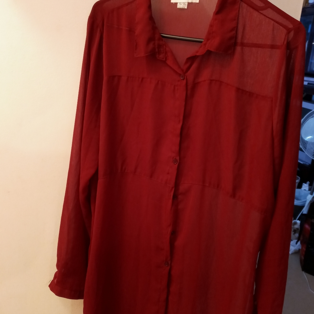 Red Sheer Long blouse